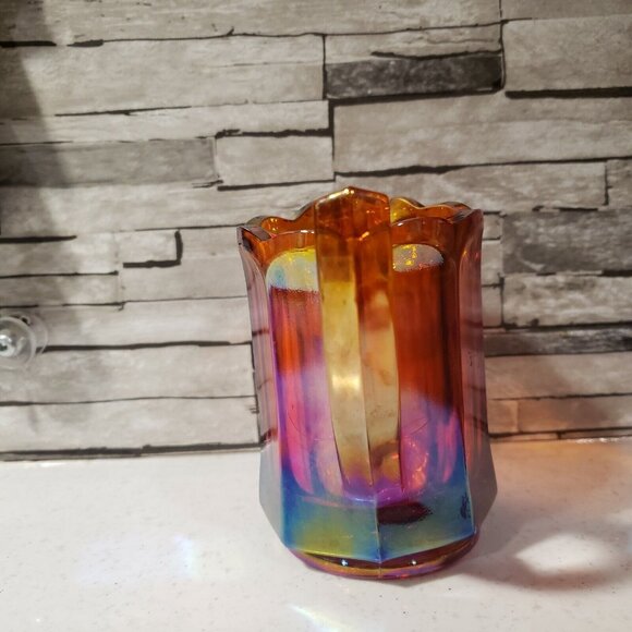 Vintage Red Carnival Glass Pitcher Creamer Lusterware Iridescent MCM - Picture 4 of 6